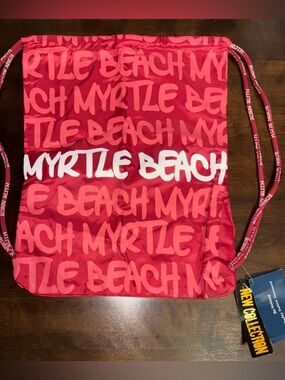 Robin Ruth Red Myrtle Beach Logo Drawstring Backpack